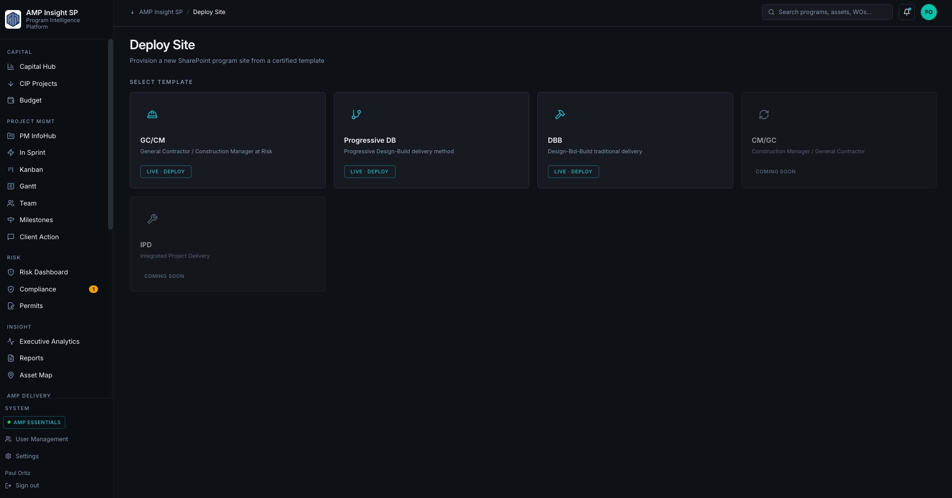 Deploy Site — One-Click Provisioning